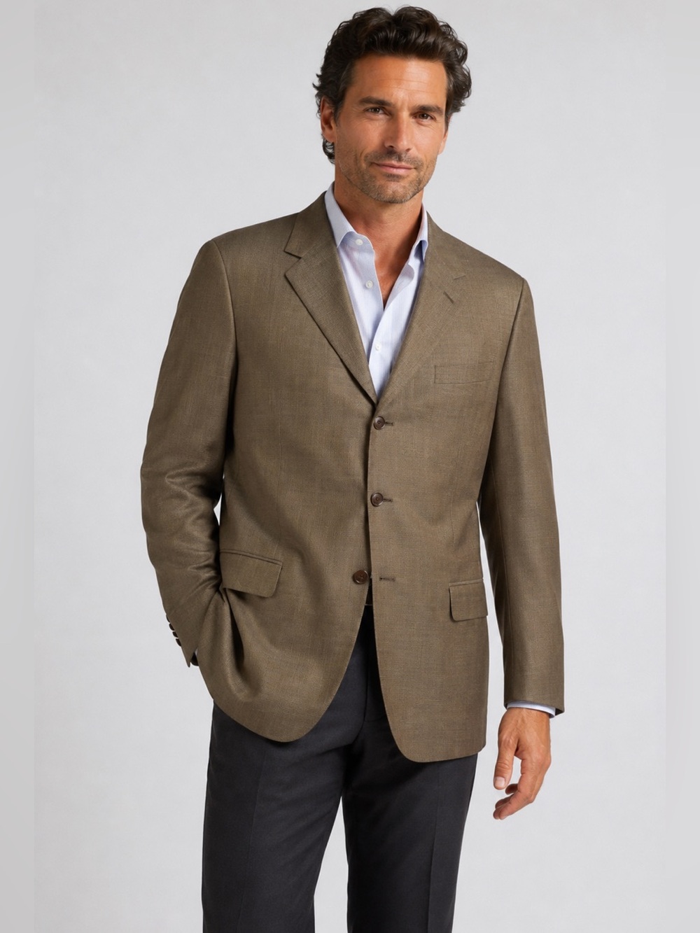 Canali Proposta Blazer Men 54 US 44R Brown Wool Silk 3 Button Made Italy